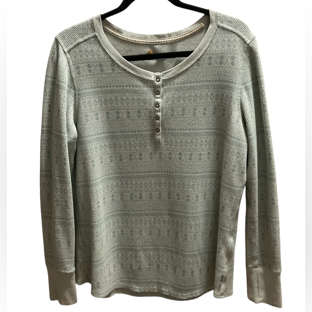 Carhartt Long Sleeve Henley Shirt Meadow Printed Woman’s Thermal 102313 Medium